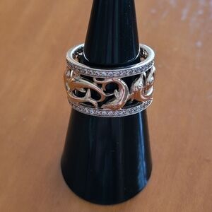 Dolphin Sterling and Gold Plated CZ‎ Band Ring